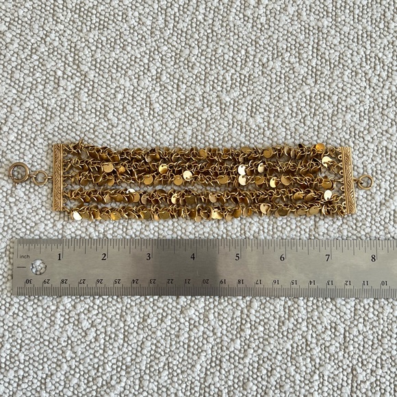 Coin toggle vintage brass bracelet - Picture 4 of 5